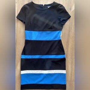 Stylish Black, blue and white striped Tommy Hilfiger dress size 8